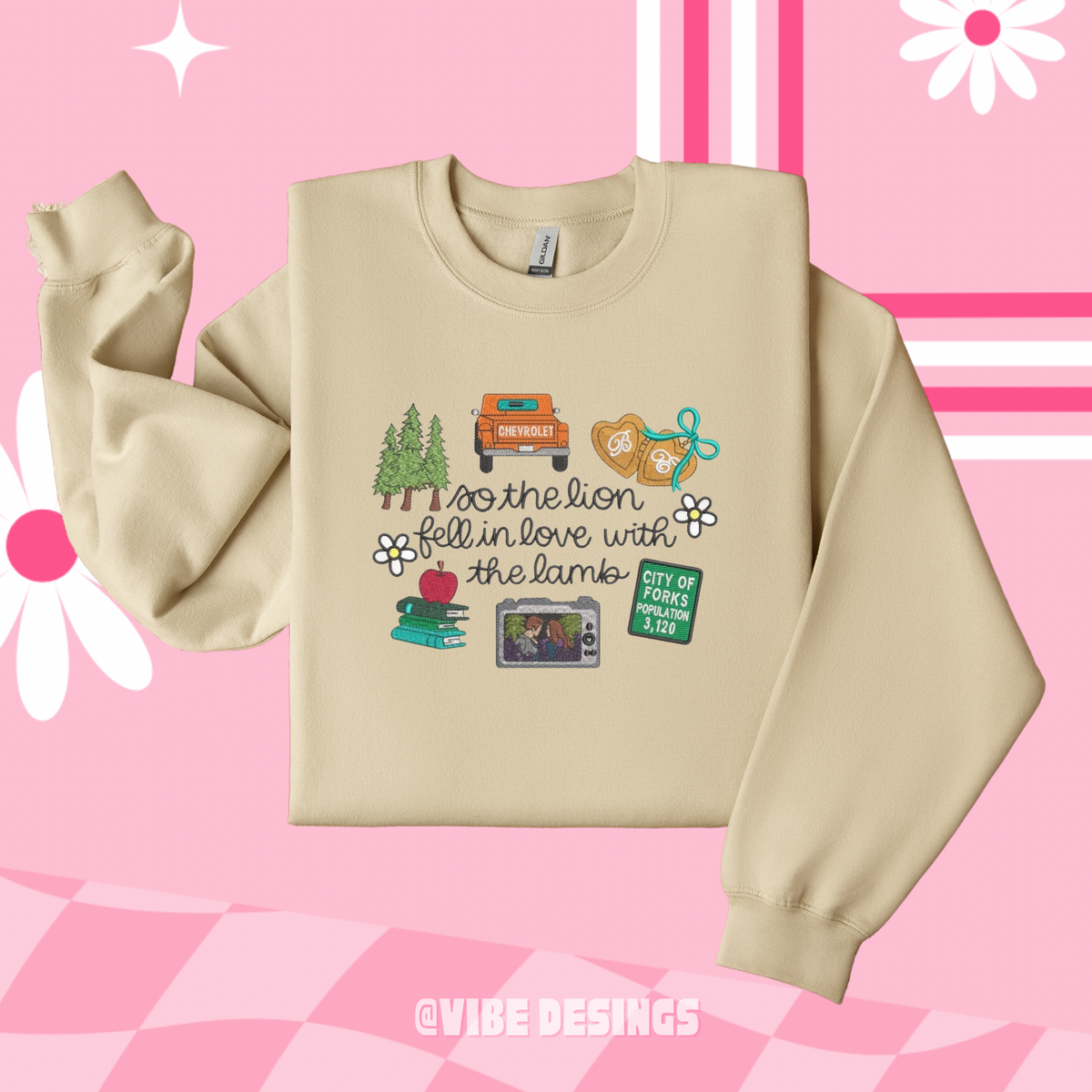 Lion fell in love Embroidered Crewneck
