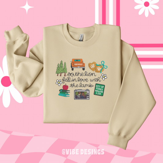 Lion fell in love Embroidered Crewneck