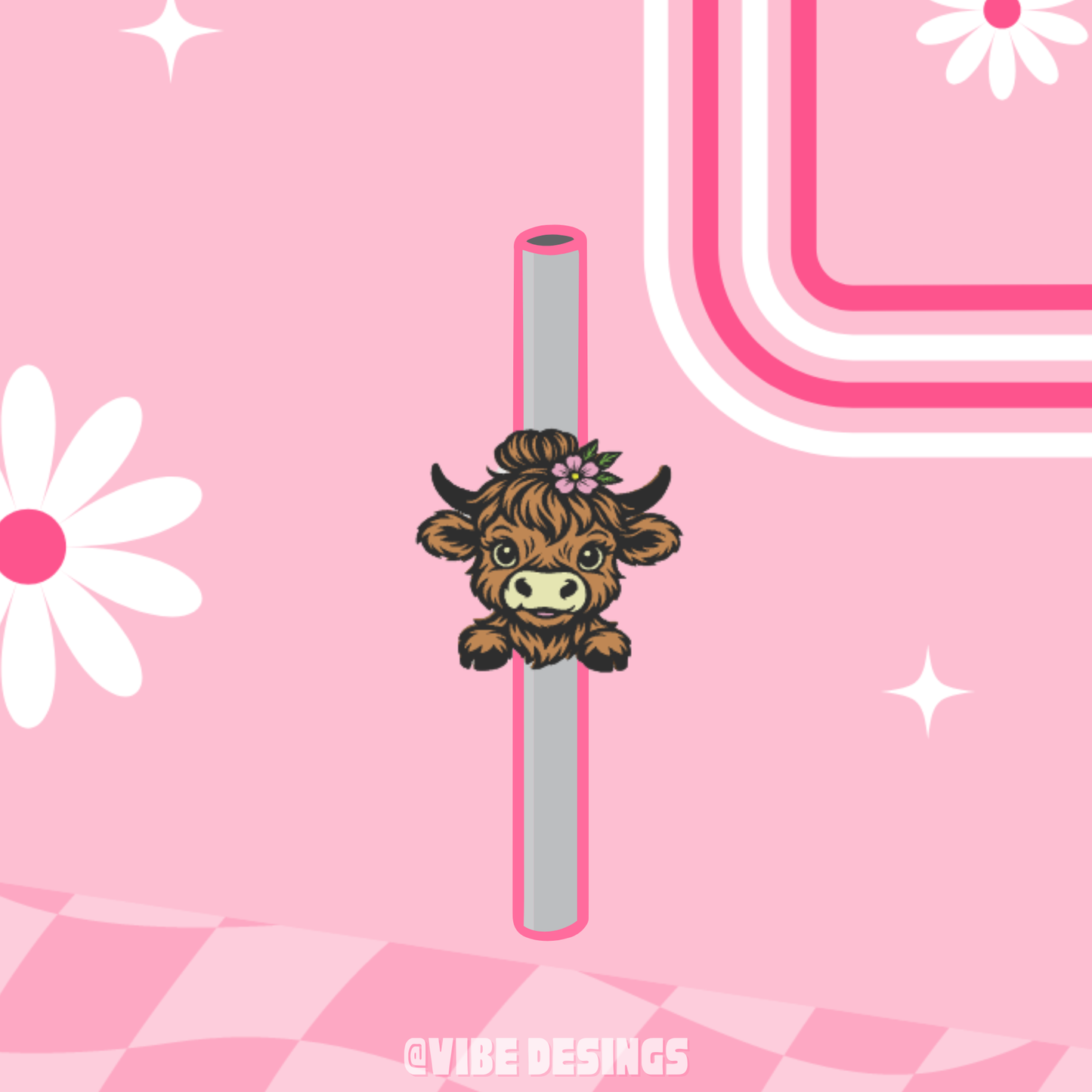 Highland Cow Straw Topper