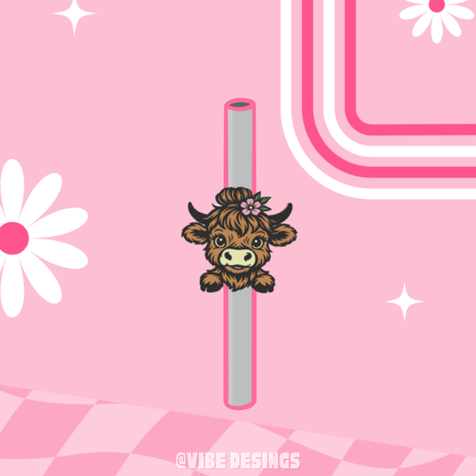 Highland Cow Straw Topper