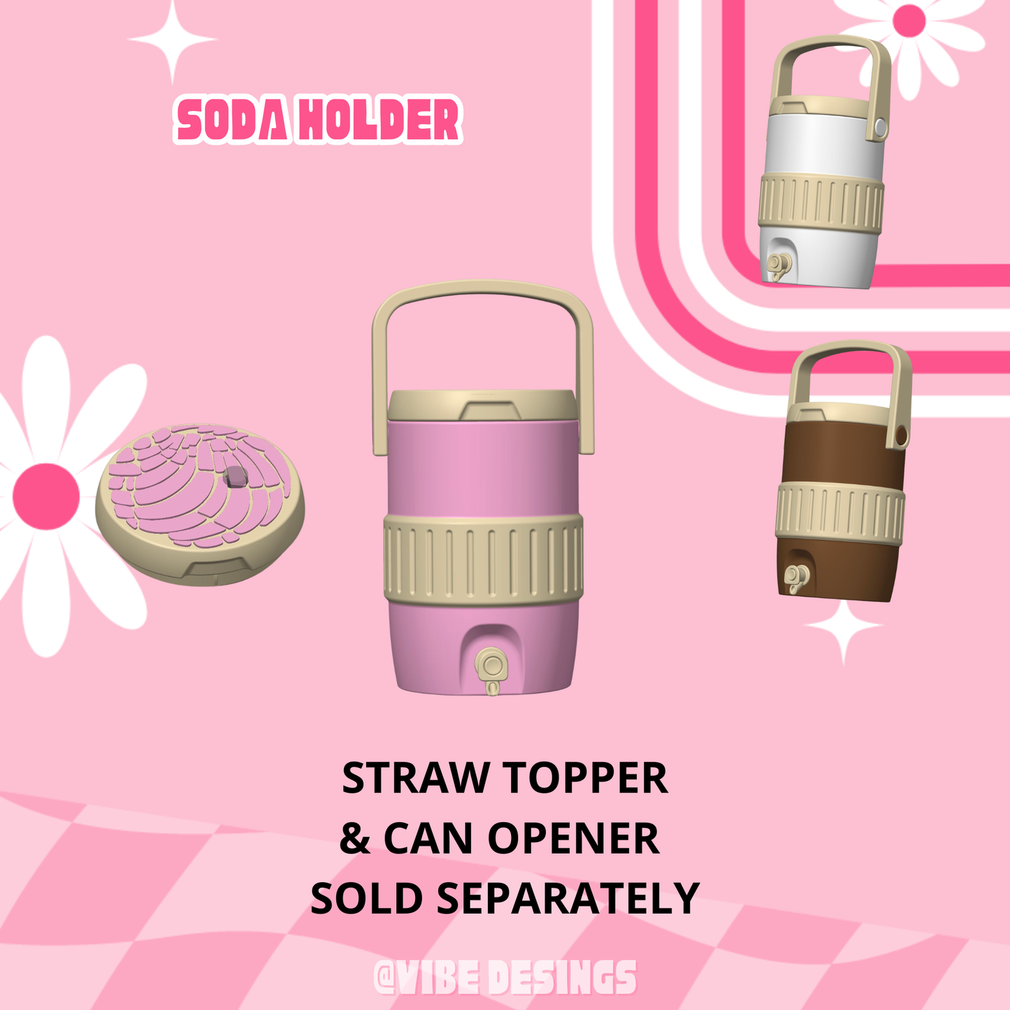 Concha  STANDARD 12 OZ Soda Can Holder - Glitter Straw included)