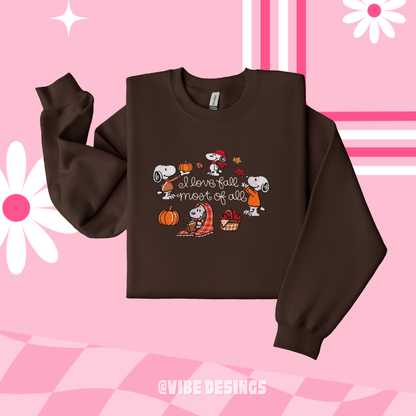 Fall Beagle Embroidered Crewneck