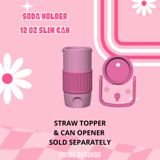 Slim Can 12 OZ Soda Can Holder - Glitter Straw included