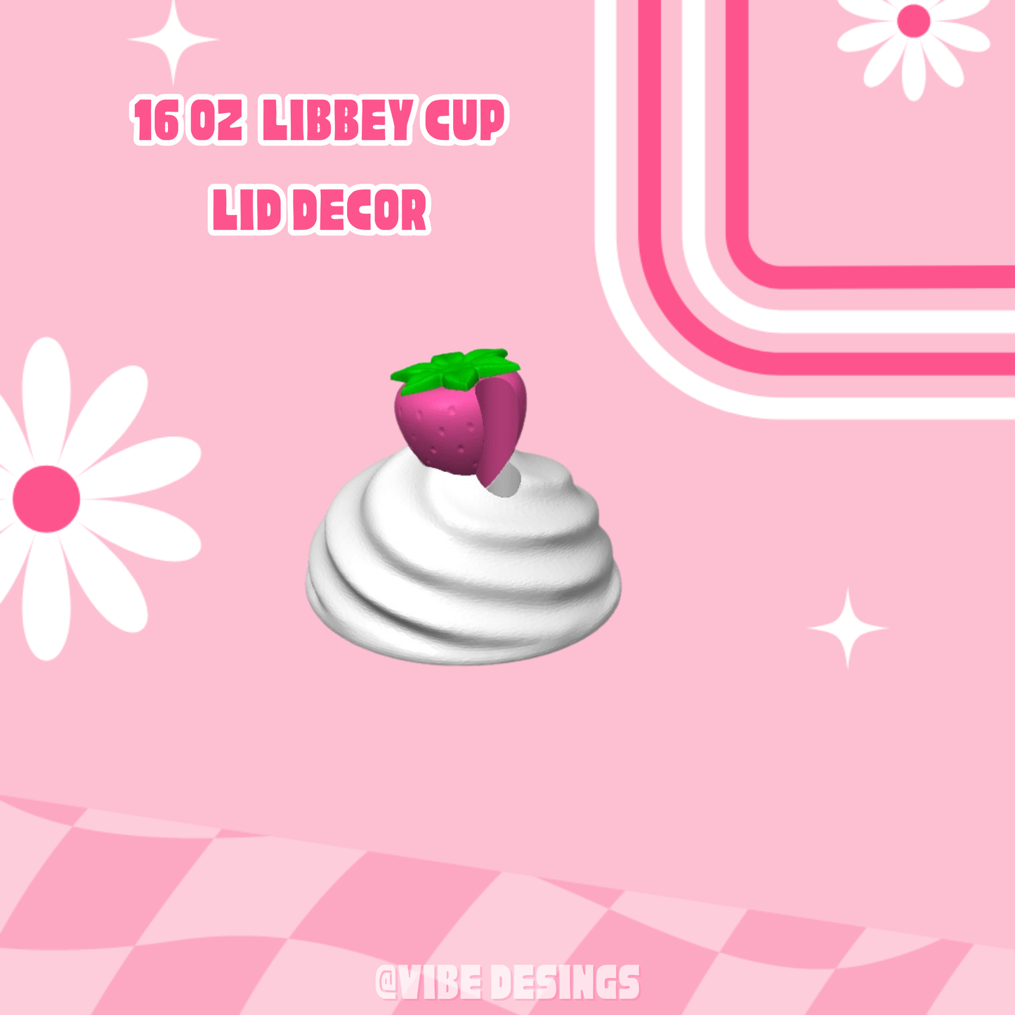 Strawberry Whip 16 oz libbey lid topper