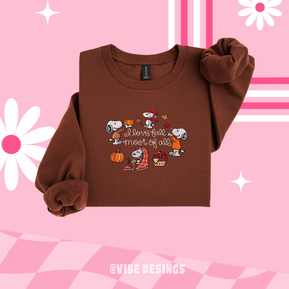 Fall Beagle Embroidered Crewneck