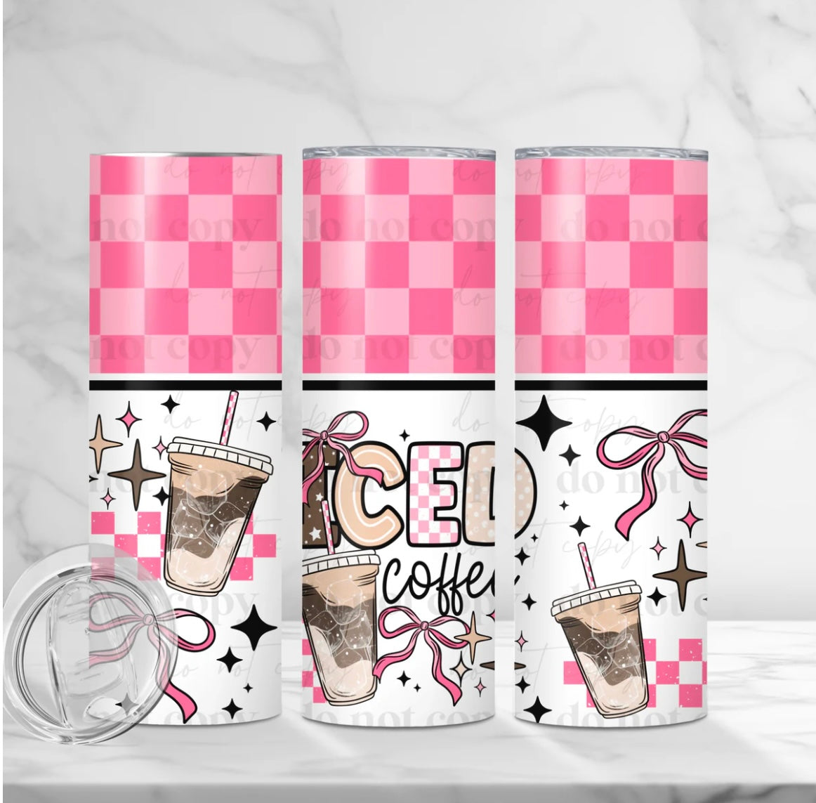Pink Iced Coffee 20oz Skinny Tumbler