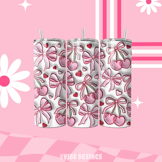 3D Cherry Bow 20oz Skinny Tumbler