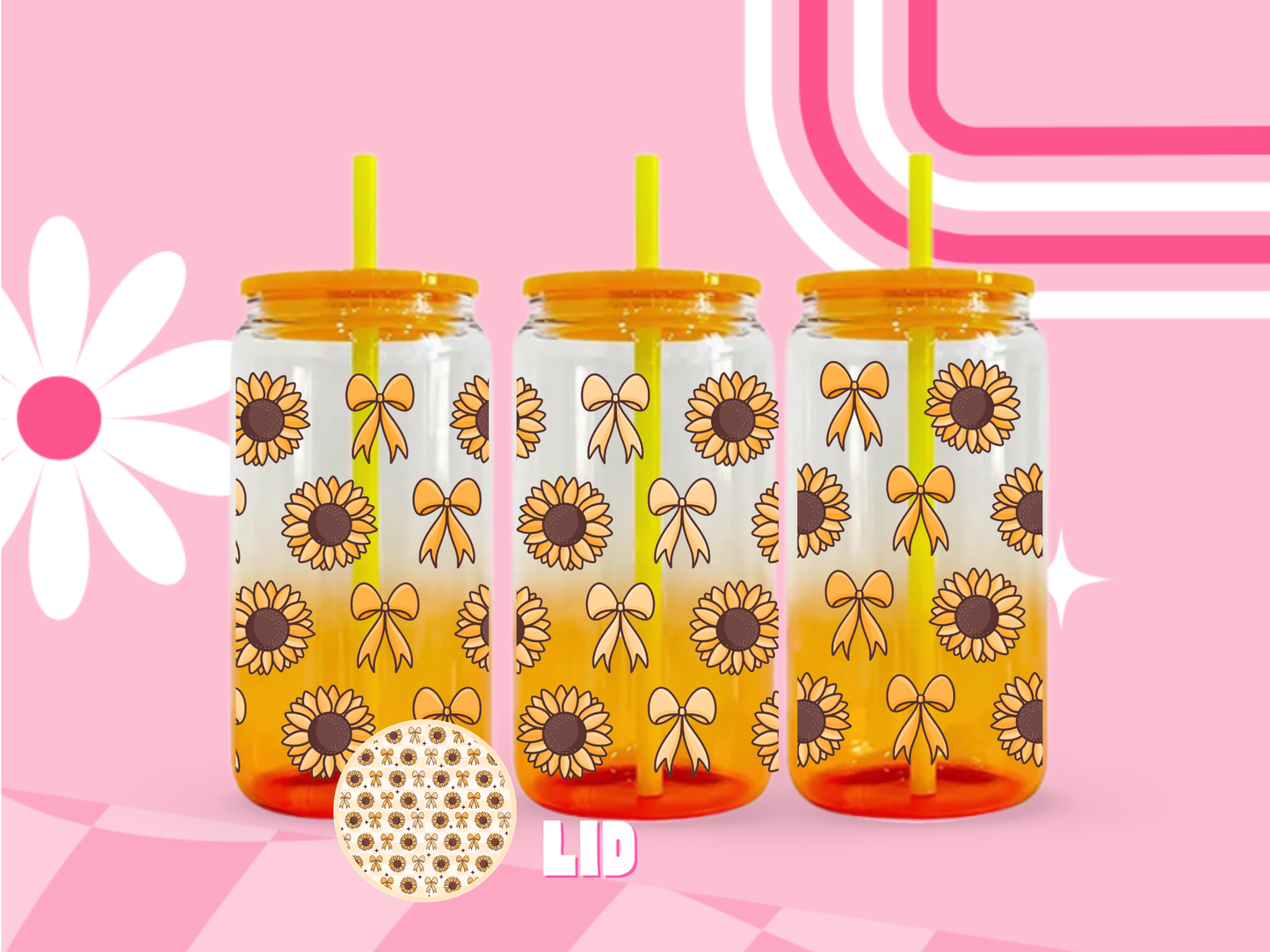 Sunflower Ombre Glass Can