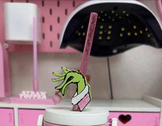 Green Guy Hand Straw Topper