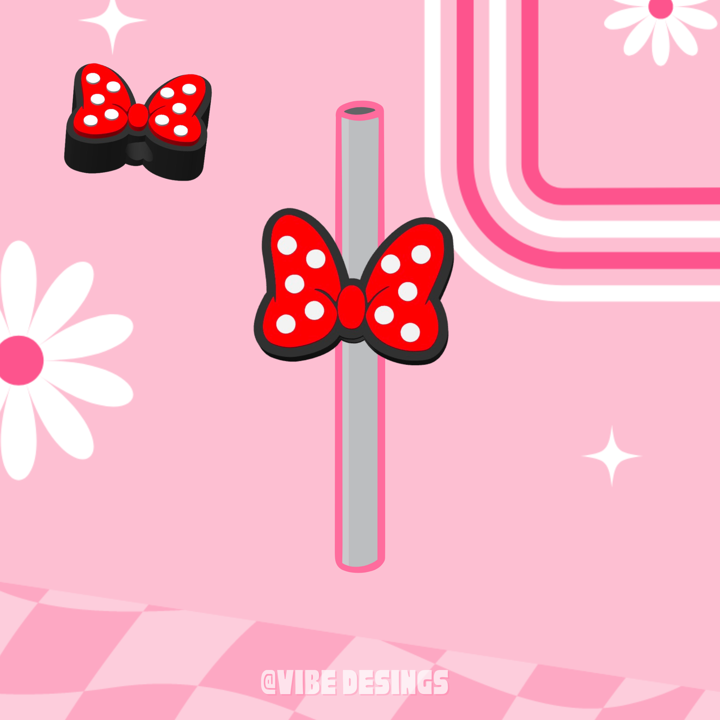 Mouse Bow 3D Straw Topper